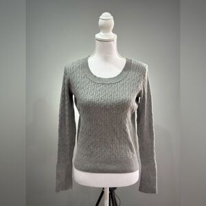 SALE! Gray Talbots Pima Cotton Cable Knit Sweater Size PM EUC